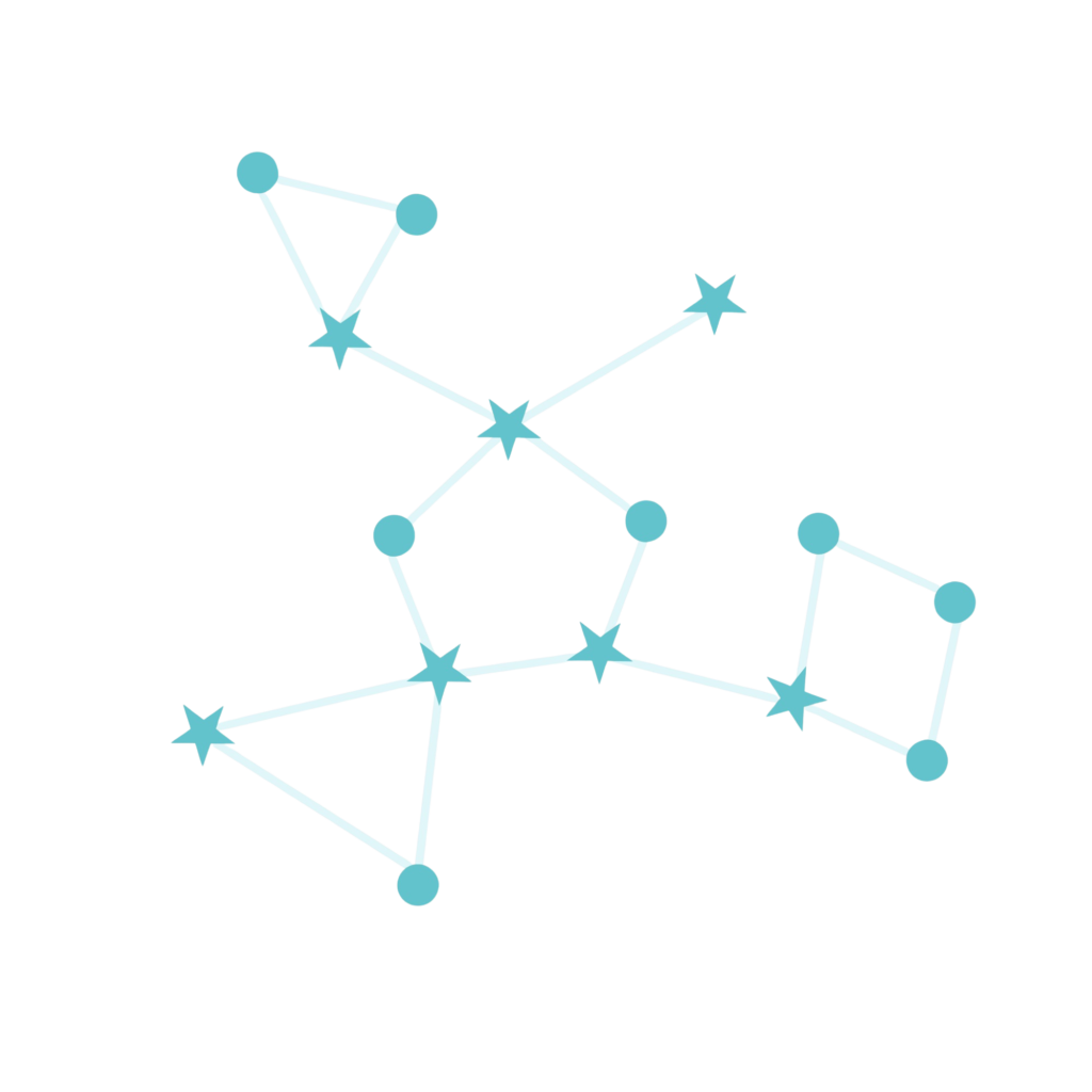 Image of a constellation resembling a developed "leadership snowflake."